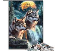 Puzzle 1000 pièces pour Adultes et Adolescents Loup sous la Lune, Jouets éducatifs et éducatifs, Jeux familiaux, Anniversaires et Cadeaux Uniques (Taille 50x75cm)