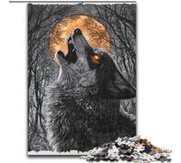 Puzzle 1000 pièces pour Adultes et Adolescents Loup sous la Lune pour et à partir de 14 Ans Jeu Pratique Jeu de Noël Cadeaux (Taille 50x75cm)