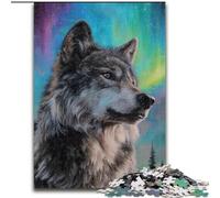 Puzzle 1000 pièces pour Adultes et Adolescents Loup sous l'aurore boréale, activité familiale, décoration d'intérieur Unique et Cadeaux pour Les 14 Ans et Plus (Taille 26x38cm)