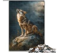 Puzzle 1000 pièces pour Adultes et Adolescents Loup sous l'aurore boréale, Jouet éducatif et décompressant, Cadeau d'anniversaire, décoration Murale (Taille 50x75cm)