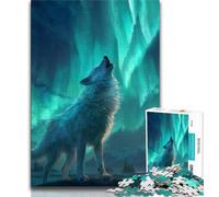 Puzzle 1000 pièces pour adultes et adolescents Loup sous l'aurore Puzzle 1000 pièces,jeux d'activités familiales stimulants,jouet à faire soi-même pour décoration murale de la maison,cadeaux (38x26cm)