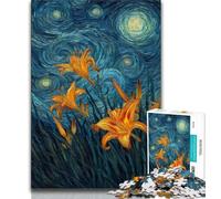 Puzzle 1000 pièces pour Adultes et Adolescents : Lys Jaunes dans Le Ciel Nocturne, Un Jeu Stimulant idéal comme Cadeau pour Toute la Famille (38 x 26 cm)