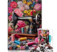 Puzzle 1000 pièces pour Adultes et Adolescents, Machine à Coudre Ancienne, Anti-Stress, Vacances à la Maison, Jouets de décoration pour la Maison (38x26cm)