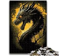 Puzzle 1000 pièces pour Adultes et Adolescents Magnifique Dragon doré Jeu Stimulant pour Toute la Famille 50x75cm