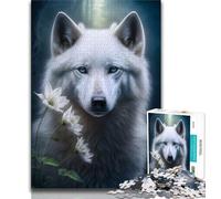 Puzzle 1000 pièces pour Adultes et Adolescents - Magnifique Loup Blanc - Jeux éducatifs pour Adultes - Décoration de Bureau (Taille 38x26cm)