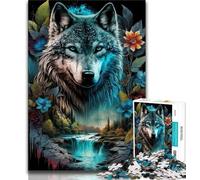 Puzzle 1000 pièces pour Adultes et Adolescents Mandala Jungle Wolf 1000 pièces pour Adultes, Jeux Amusants, décoration Murale, Cadeaux d'anniversaire et de Noël Uniques (Taille 38x26cm)