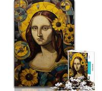 Puzzle 1000 pièces pour Adultes et Adolescents, Mona Lisa Abstraite, Anti-Stress, séjour, Tuer Le Temps, liste de souhaits avec Le Père Noël (38x26cm)