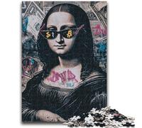 Puzzle 1000 pièces pour Adultes et Adolescents Mona Lisa avec Lunettes de Soleil, Jouet éducatif et décompressant, idéal comme Cadeau pour Toute la Famille 50x75cm