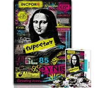 Puzzle 1000 pièces pour Adultes et Adolescents Mona Lisa est drôle, Anti-Stress, Vacances à la Maison, Jouets de décoration pour la Maison (75x50cm)
