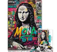 Puzzle 1000 pièces pour Adultes et Adolescents Mona Lisa Graffiti, Anti-Stress, défi Difficile, idéal comme Cadeau pour Toute la Famille Convient pour et 14 38x26cm