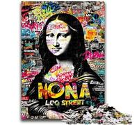 Puzzle 1000 pièces pour Adultes et Adolescents Mona Lisa Graffiti Art au Fusain Staycation Kill Time pour la décoration de la Maison 26x38cm