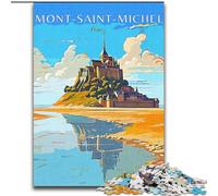 Puzzle 1000 pièces pour Adultes et Adolescents Mont Saint Michel, activité familiale, décoration intérieure Unique et Cadeaux pour Les 14 Ans et Plus 26x38cm