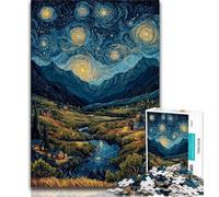 Puzzle 1000 pièces pour Adultes et Adolescents Montagnes sous Le Ciel Nocturne, Jouets éducatifs et éducatifs pour la Famille, pour renforcer l'amour Entre Couples (75x50cm)