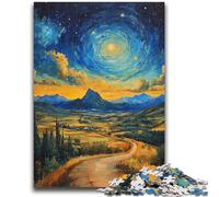Puzzle 1000 pièces pour Adultes et Adolescents Montagnes sous Le Ciel Nocturne Soulagement du Stress Défi Difficile Renforcer l'amour Entre Les Couples 50x75cm