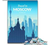 Puzzle 1000 pièces pour Adultes et Adolescents, Moscou, Russie, Jeu éducatif Familial avec pièces de Formes aléatoires entièrement emboîtables 50x75cm