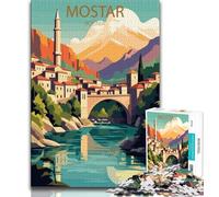 Puzzle 1000 pièces pour Adultes et Adolescents Mostar, Bosnie, Anti-Stress, Vacances à la Maison, Passe-Temps, Amour Entre Couples (75x50cm)