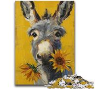 Puzzle 1000 pièces pour Adultes et Adolescents, Motif âne et Tournesol, idéal pour Les soirées Jeux, Jouet coloré pour la Maison (75x50cm)