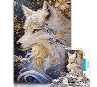 Puzzle 1000 pièces pour Adultes et Adolescents, Motif Animal Fantastique, Loup Blanc, 1000 pièces, Cadeau d'anniversaire, décoration Murale pour Les 14 Ans et Plus (Taille 75x50cm)