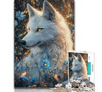 Puzzle 1000 pièces pour Adultes et Adolescents, Motif Animal Fantastique, Loup Blanc, 1000 pièces pour Adultes, Cadeaux du Père Noël Secret pour Les 14 Ans et Plus (Taille 75x50cm)