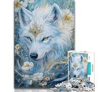 Puzzle 1000 pièces pour Adultes et Adolescents Motif Animal Fantastique Loup Blanc 1000 pièces pour Adultes Ce Puzzle éducatif est idéal comme Cadeau pour Toute la Famille (26x38cm)