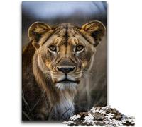 Puzzle 1000 pièces pour Adultes et Adolescents, Motif Animal, Lion, Anti-Stress, Vacances à la Maison, avec Affiche et fiche de Questions-réponses Assorties, 26x38cm