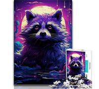 Puzzle 1000 pièces pour Adultes et Adolescents, Motif Animal psychédélique Raton Laveur, idéal pour Un Jeu éducatif ou comme Cadeau pour Toute la Famille (Taille 38x26cm)
