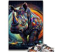 Puzzle 1000 pièces pour Adultes et Adolescents, Motif Animalier rhinocéros, avec Affiche et fiche de Questions-réponses pour Les 14 Ans et Plus (50x75cm)