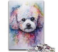 Puzzle 1000 pièces pour Adultes et Adolescents, Motif Aquarelle Bichon frisé, Jouets éducatifs, Jeux en Famille, Cadeaux pour Amis et Famille (38x26cm)