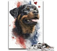 Puzzle 1000 pièces pour Adultes et Adolescents, Motif Aquarelle Rottweiler Un Jeu éducatif Amusant et Humoristique pour Un Anniversaire (26x38cm)