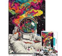 Puzzle 1000 pièces pour Adultes et Adolescents, Motif Astronaute psychédélique, Anti-Stress, pour Passer Un Bon Moment, Interaction Parent-Enfant (Taille 38x26cm)
