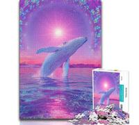 Puzzle 1000 pièces pour Adultes et Adolescents, Motif Baleine psychédélique, Anti-Stress, décoration d'intérieur (Taille 38x26cm)