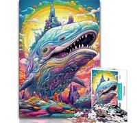 Puzzle 1000 pièces pour Adultes et Adolescents, Motif Baleine psychédélique, Anti-Stress, décoration d'intérieur (Taille 75x50cm)
