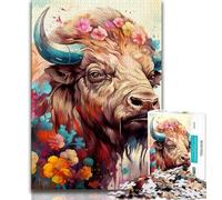 Puzzle 1000 pièces pour Adultes et Adolescents, Motif Buffle, Anti-Stress, pour Passer Le Temps à la Maison, Interaction Parent-Enfant (38x26cm)