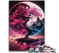 Puzzle 1000 pièces pour Adultes et Adolescents, Motif Cerisier en Fleurs Yin Yang, Jouets éducatifs, Jeux de Famille, Cadeaux pour Amis et Famille, 50x75cm