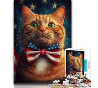 Puzzle 1000 pièces pour Adultes et Adolescents, Motif Chat Drapeau américain, Difficile à réaliser, mais Amusant et Humoristique, idéal pour Un Anniversaire ou Un Cadeau Unique (75x50cm)