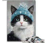 Puzzle 1000 pièces pour Adultes et Adolescents, Motif Chat écharpe, Difficile à réaliser, mais Amusant et Humoristique, Cadeau d'anniversaire, décoration Murale 50x75cm