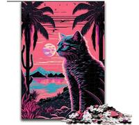 Puzzle 1000 pièces pour Adultes et Adolescents, Motif Chat et Nature, Retrowave Entraînez Votre Cerveau et Vos Mains Cadeau d'anniversaire Unique pour Les 14 Ans et Plus (Taille 26x38cm)