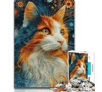Puzzle 1000 pièces pour Adultes et Adolescents, Motif Chat Fantastique, Anti-Stress, pour Passer des Vacances à la Maison, avec Affiche et fiche de Questions-réponses Assorties (38x26cm)