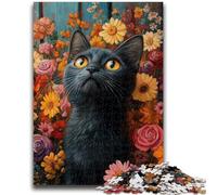 Puzzle 1000 pièces pour Adultes et Adolescents, Motif Chat Fleur, Puzzle 1000 pièces, Jeux éducatifs, Anti-Stress, Cadeaux d'anniversaire Uniques (75x50cm)