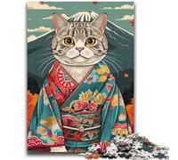 Puzzle 1000 pièces pour Adultes et Adolescents, Motif Chat Japonais, pour entraîner Votre Cerveau et Vos Mains, Cadeau pour Vos Amis et Votre Famille, 38x26cm