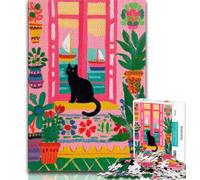 Puzzle 1000 pièces pour Adultes et Adolescents, Motif Chat Noir Abstrait Artistique, défi d'intelligence cérébrale, Jouets addictifs, Cadeau d'anniversaire, décoration Murale 75x50cm