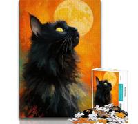 Puzzle 1000 pièces pour Adultes et Adolescents Motif Chat Noir Fantastique Puzzle 1000 pièces Jeu de Quiz décoration Murale Cadeaux Uniques pour Anniversaire et Noël 38x26cm