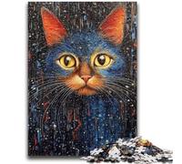 Puzzle 1000 pièces pour Adultes et Adolescents, Motif Chat psychédélique, pour Un Moment de détente à la Maison avec des pièces de Formes aléatoires entièrement emboîtables (38x26cm)