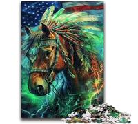 Puzzle 1000 pièces pour Adultes et Adolescents, Motif Cheval Indien, avec Affiche et fiche de Questions-réponses, à partir de 14 Ans (38x26cm)