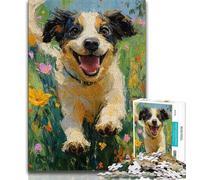 Puzzle 1000 pièces pour Adultes et Adolescents Motif Chien Heureux Anti-Stress Passe-Temps Amour Entre Couples 26x38cm