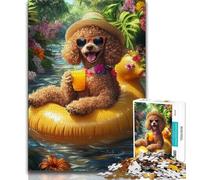 Puzzle 1000 pièces pour Adultes et Adolescents, Motif Chien Nageur Caniche, Jeux éducatifs pour Adultes, décoration d'intérieur, idéal pour la décoration de Bureau (Taille 38x26cm)