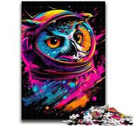 Puzzle 1000 pièces pour Adultes et Adolescents, Motif Chouette Astronaute néon, Jeu Stimulant, décoration Murale, Cadeaux Uniques pour Anniversaire et Noël (26x38cm)