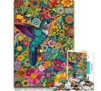 Puzzle 1000 pièces pour Adultes et Adolescents, Motif Colibri psychédélique, activité Amusante pour la Maison, Jouets pour Les Jours de Pluie, Cadeaux d'anniversaire (Taille 75x50cm)