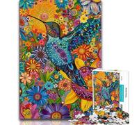 Puzzle 1000 pièces pour Adultes et Adolescents, Motif Colibri psychédélique, Anti-Stress, pour Passer Un Bon Moment, Interaction Parent-Enfant (Taille 75x50cm)