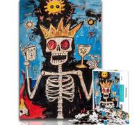 Puzzle 1000 pièces pour Adultes et Adolescents, Motif Couronne de crâne de Style Basquiat, Jouet éducatif et décompressant, idéal comme Cadeau pour Toute la Famille 38x26cm